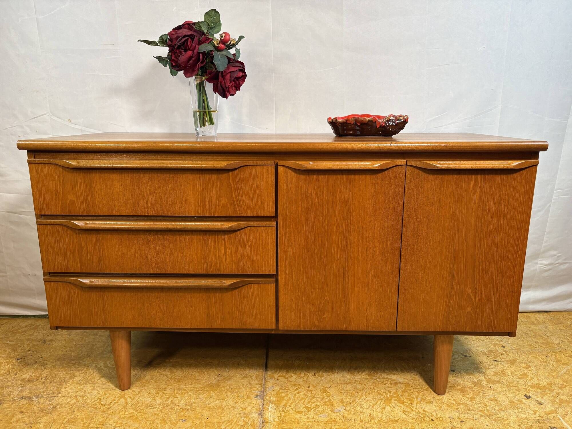 Mid-Century Retro Vintage Teak Sideboard by Sakol 1960  Danish Design Influ