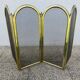 Fireplace screen, spark guard, brass, gilded, 4 panels, 1950.