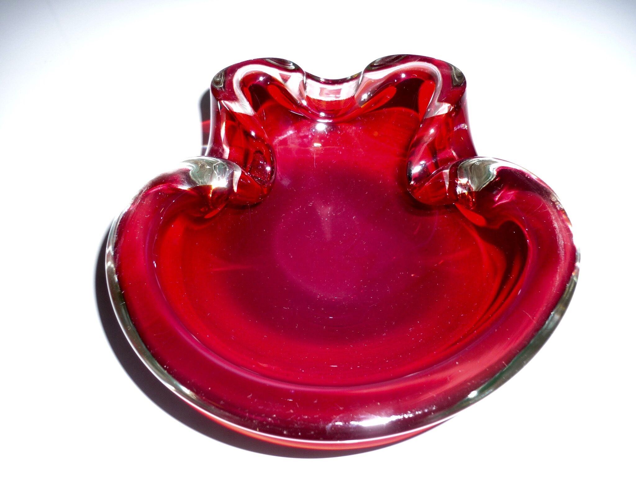 Ruby and transparent red Murano ashtray
