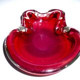 Ruby and transparent red Murano ashtray