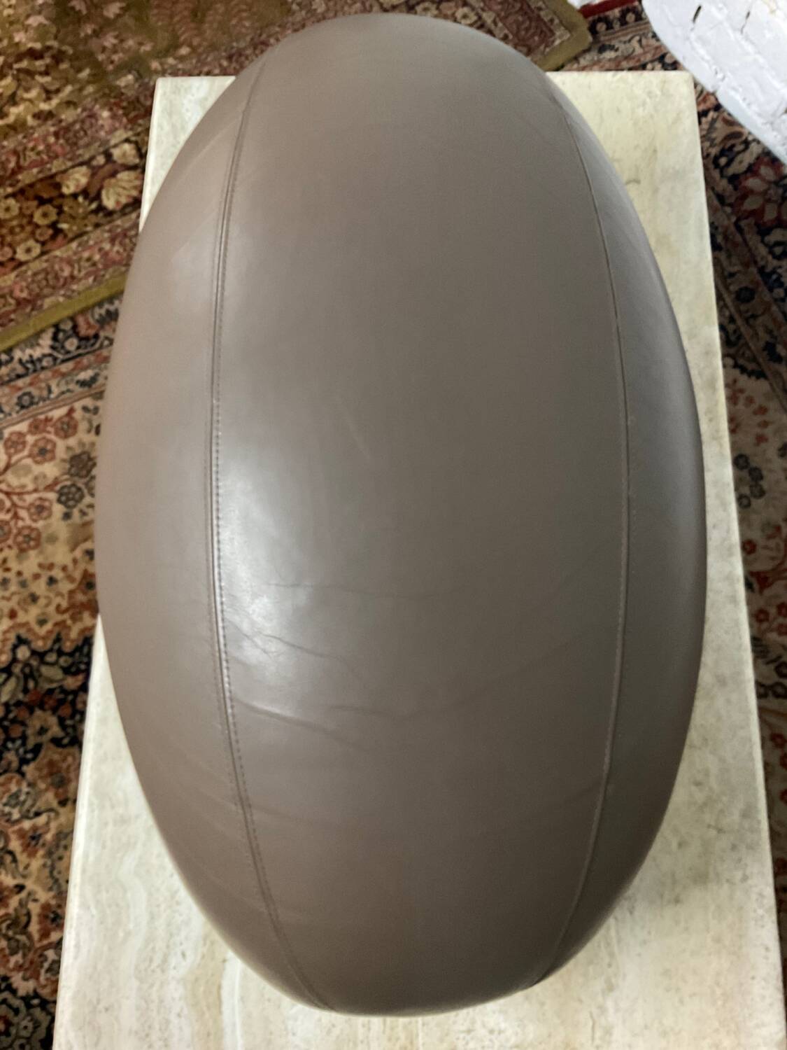 Pouf design by Antonio Pinto for Durlet leather rugby ball