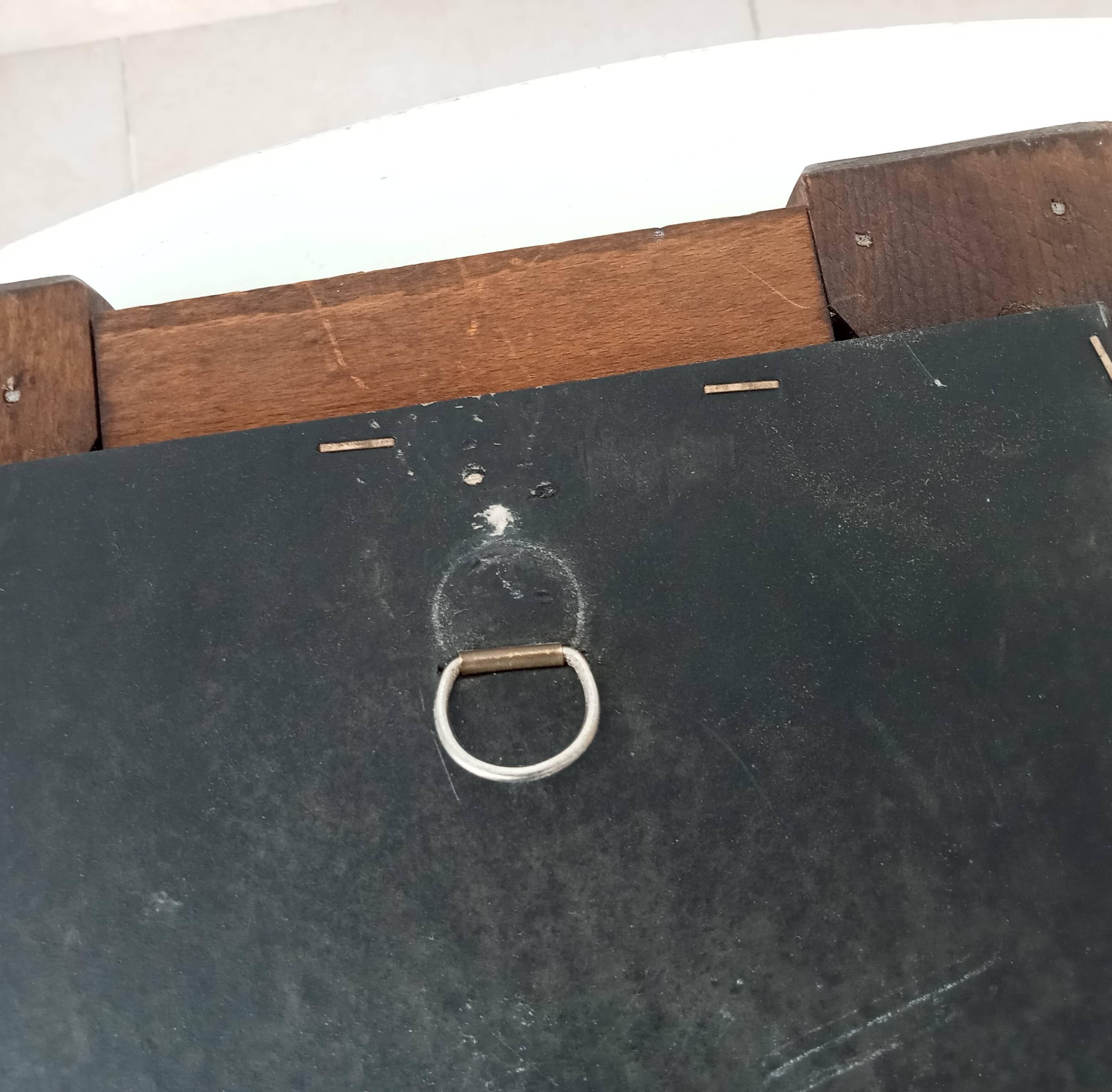 Miroir brutaliste vintage en chêne massif