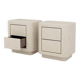 Handmade Textured Plaster Nightstands with Walnut Interior, set of 2