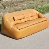3-seater "space age" sofa, orange imitation leather, 1970s