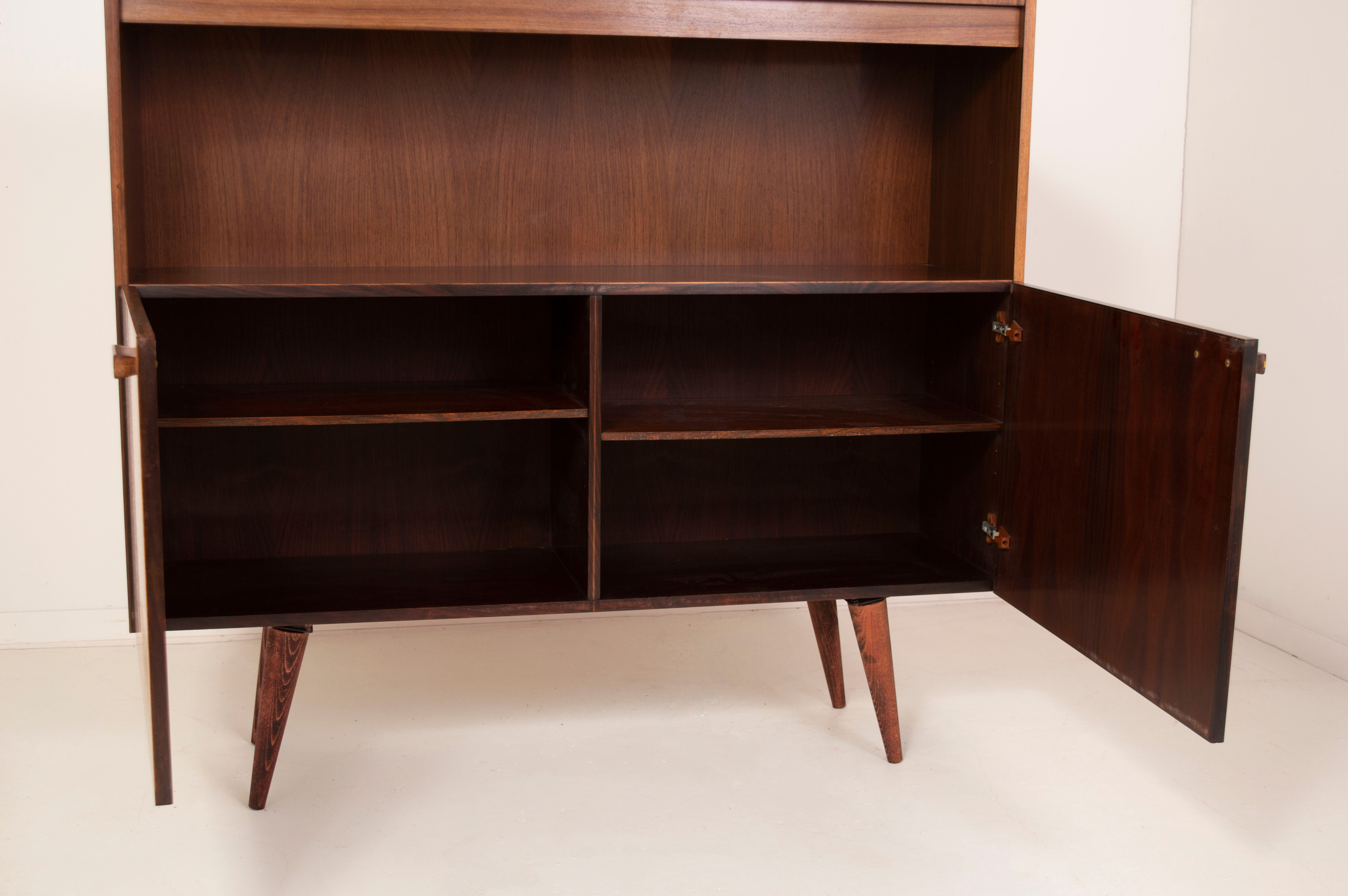 Scandinavian library enfilade in blond rosewood - 1960