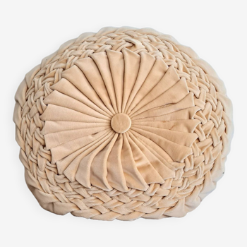 Cream pleated velvet cushion