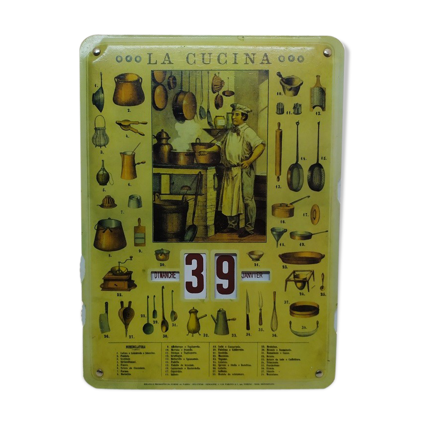 Perpetual Metal Calendar La Cucina Deco Kitchen Utensils Selency