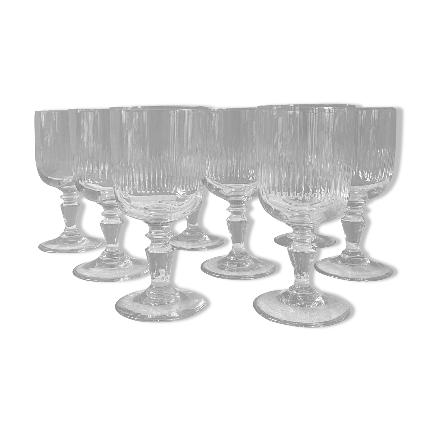Set of 8 old glasses in Portieux crystal
