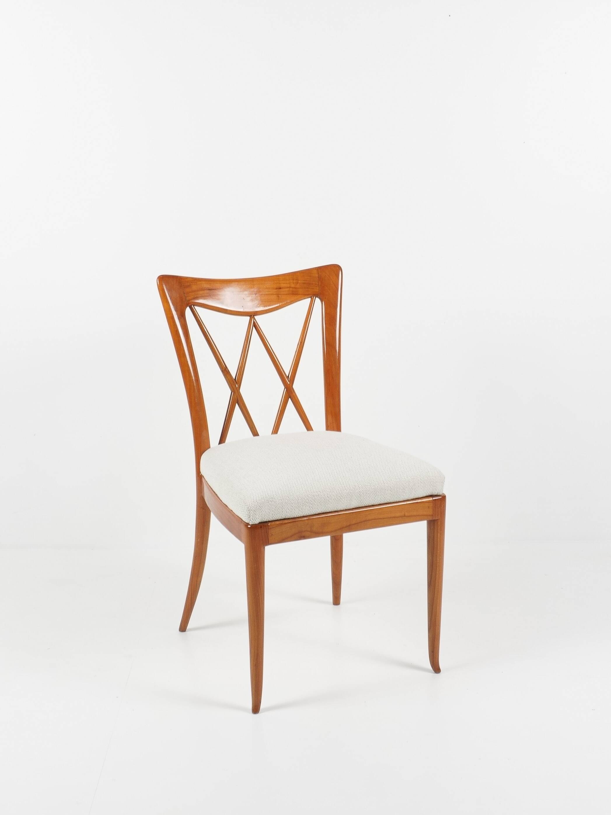 Set of 4 wooden and fabric chairs, circa 1940