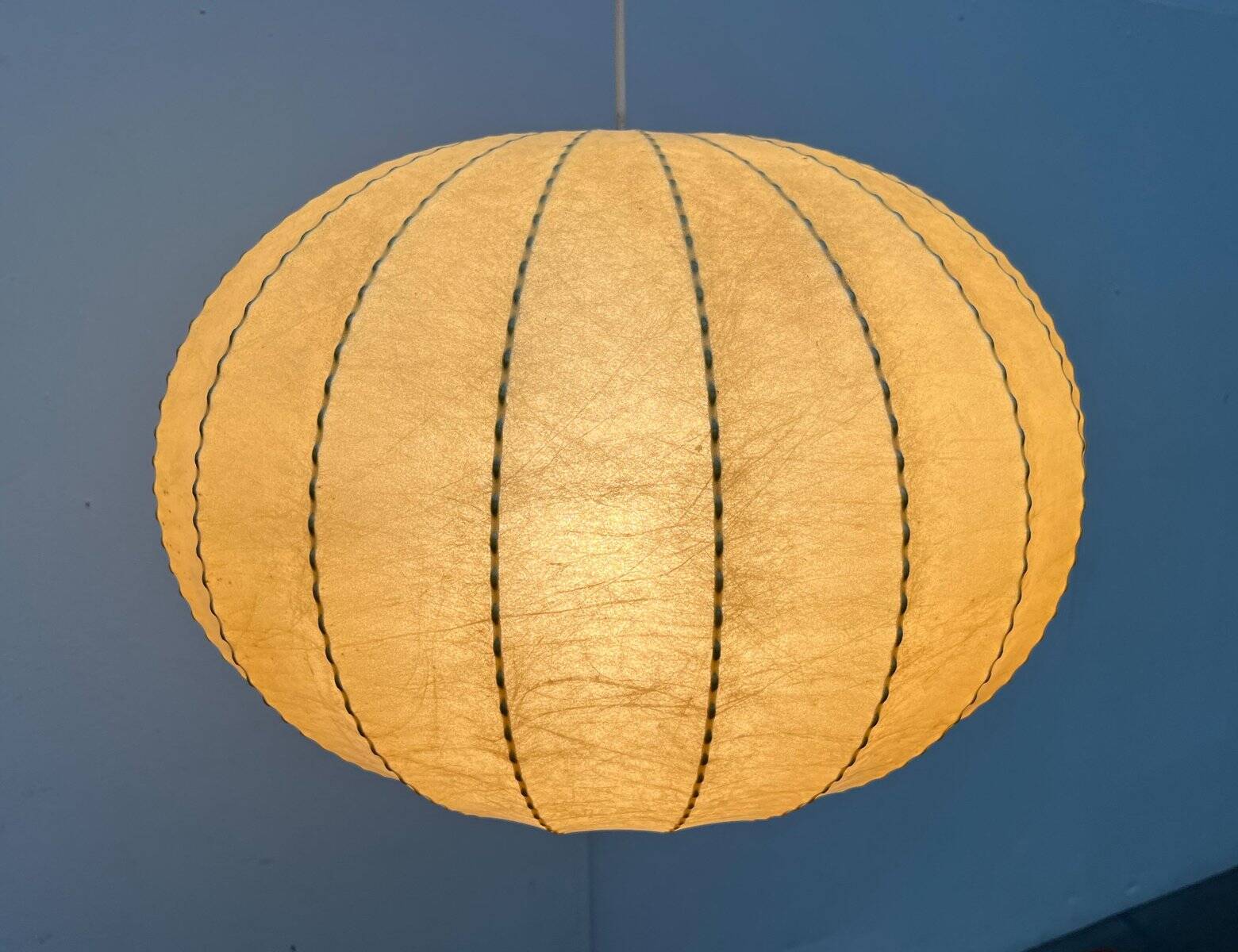 Modern mid-century German cocoon pendant lamp by Friedel Wauer for Goldkant Leuchten, 1960s.