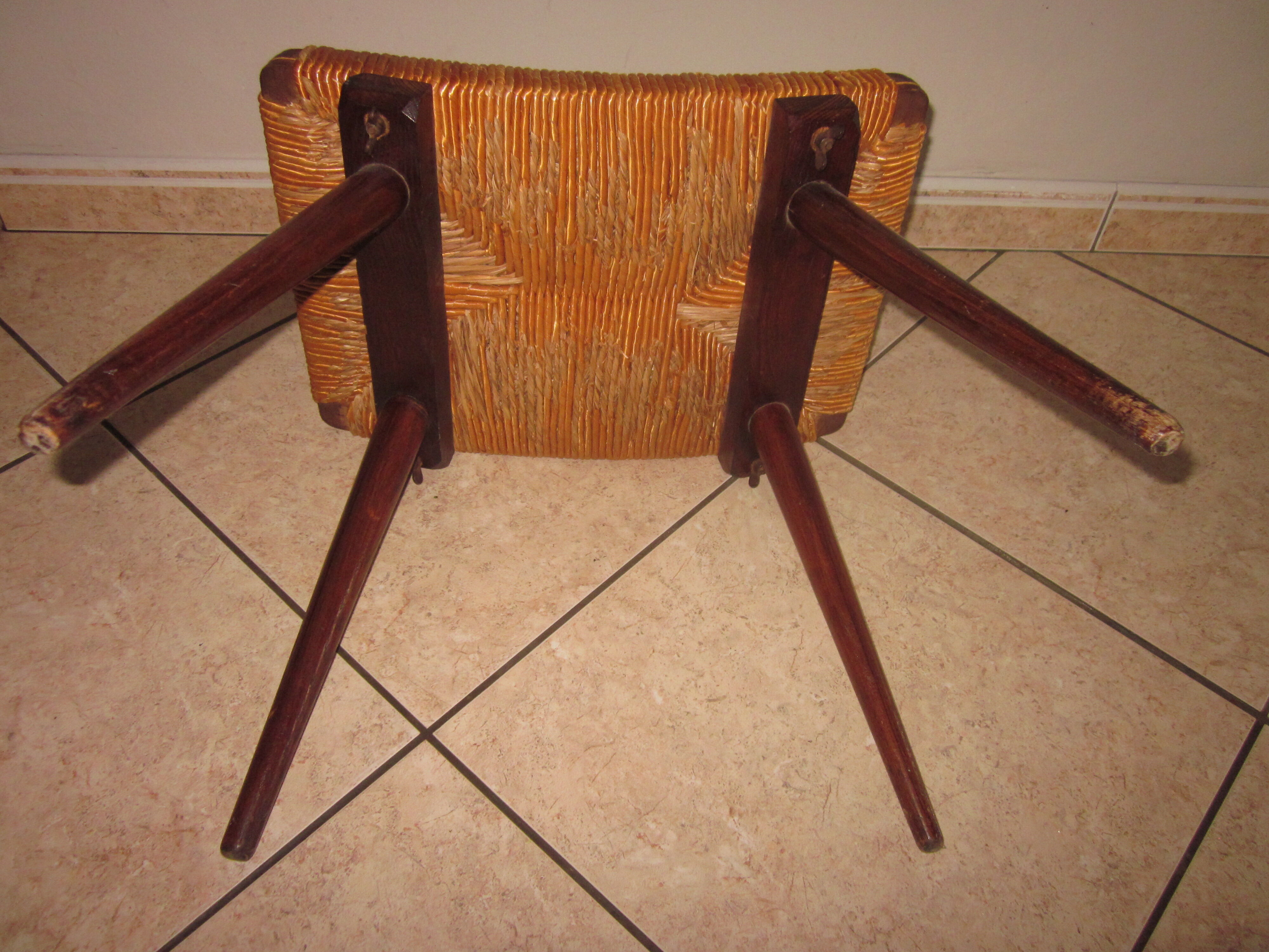 Tabouret vintage paille 1960