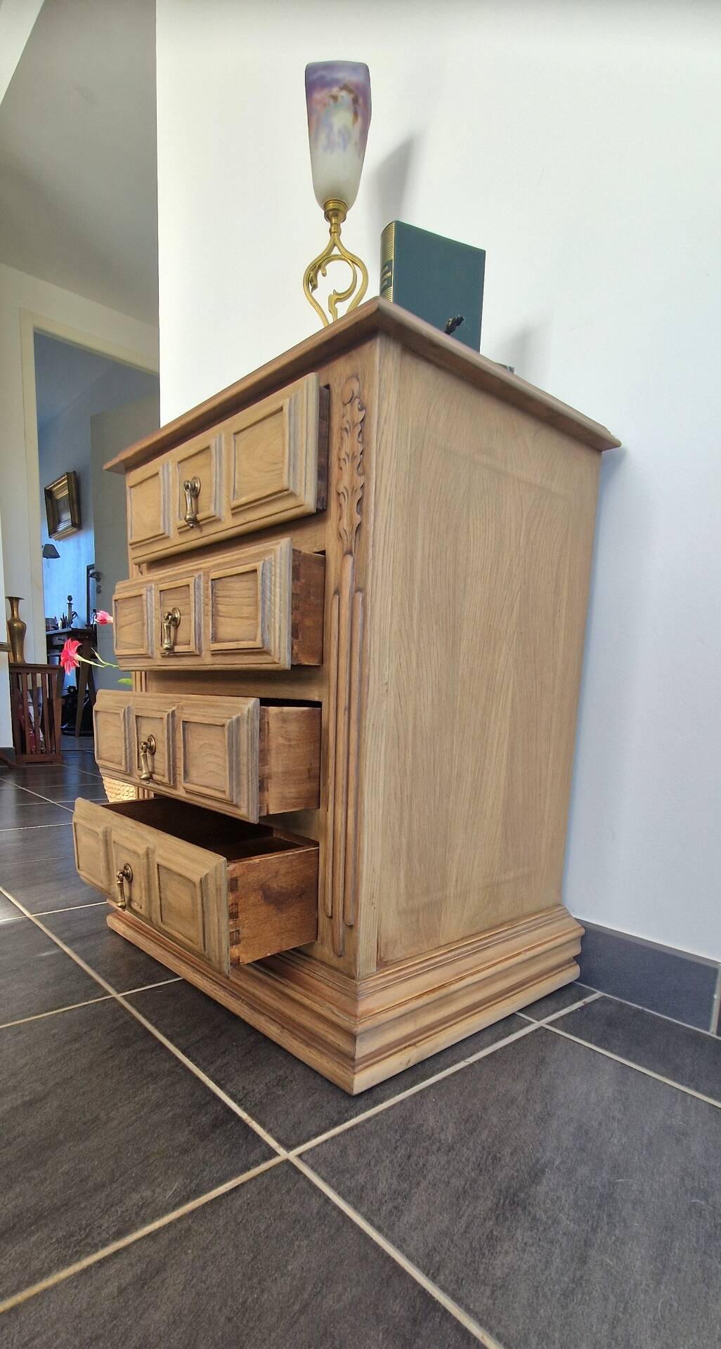 Oak and pine chest of drawers, 1950s.