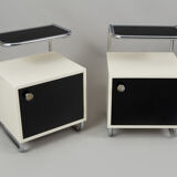 Pair of Black and white bed side tables made in 1940s Czechia