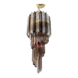 Smoked and Clear "Quadriedro" Cascade Chandelier Murano Glass