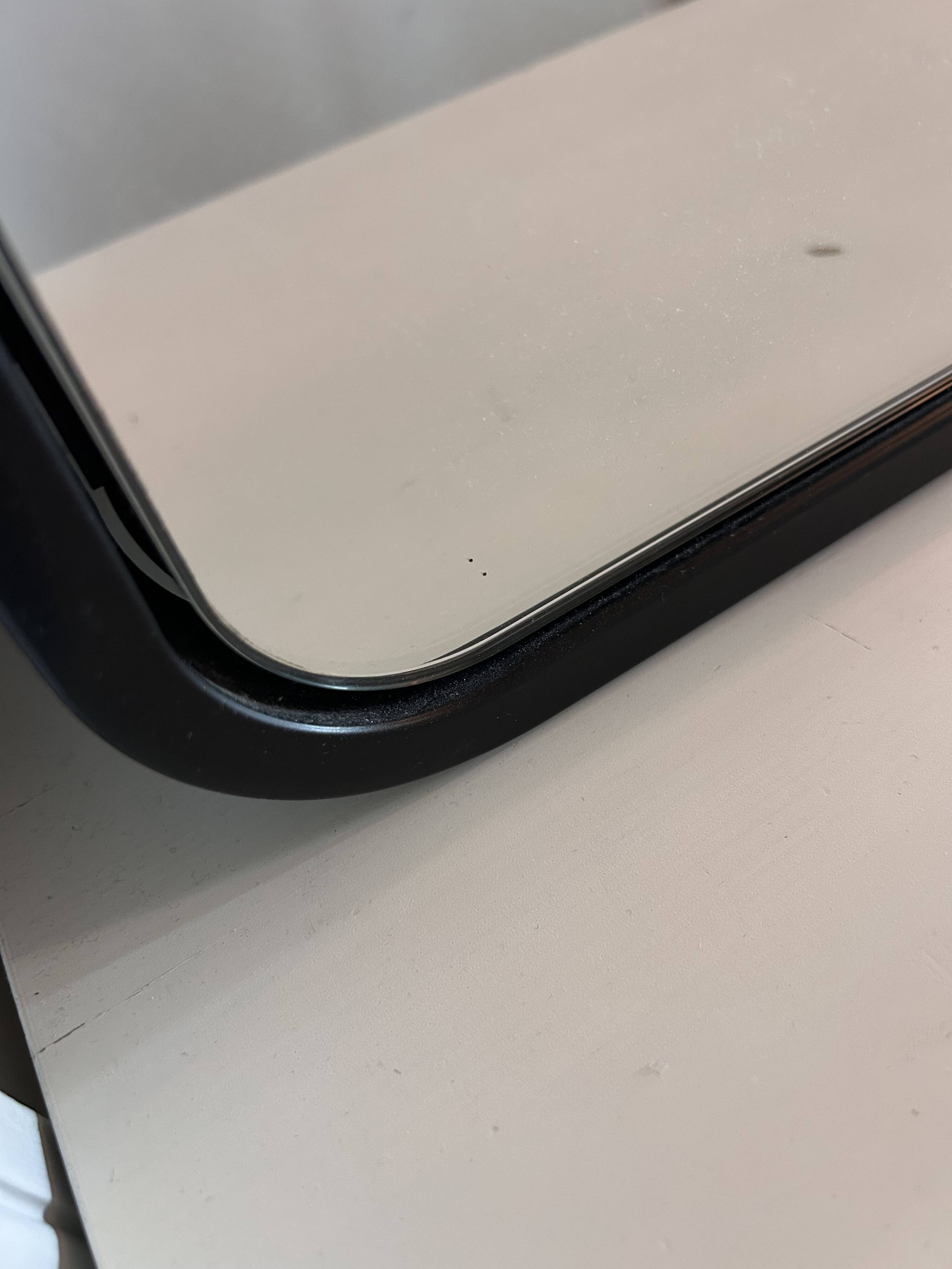 Custom-made large mirror – unique piece – black lacquered steel frame – 130 x