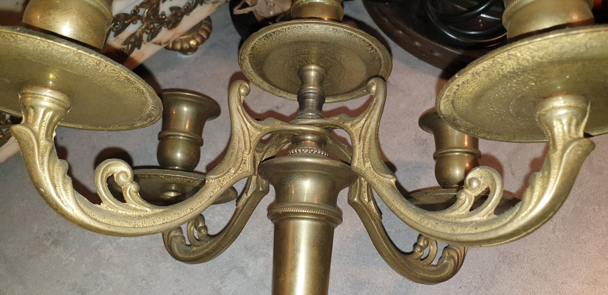 Pair of candlesticks candlesticks candelabres golden brass
