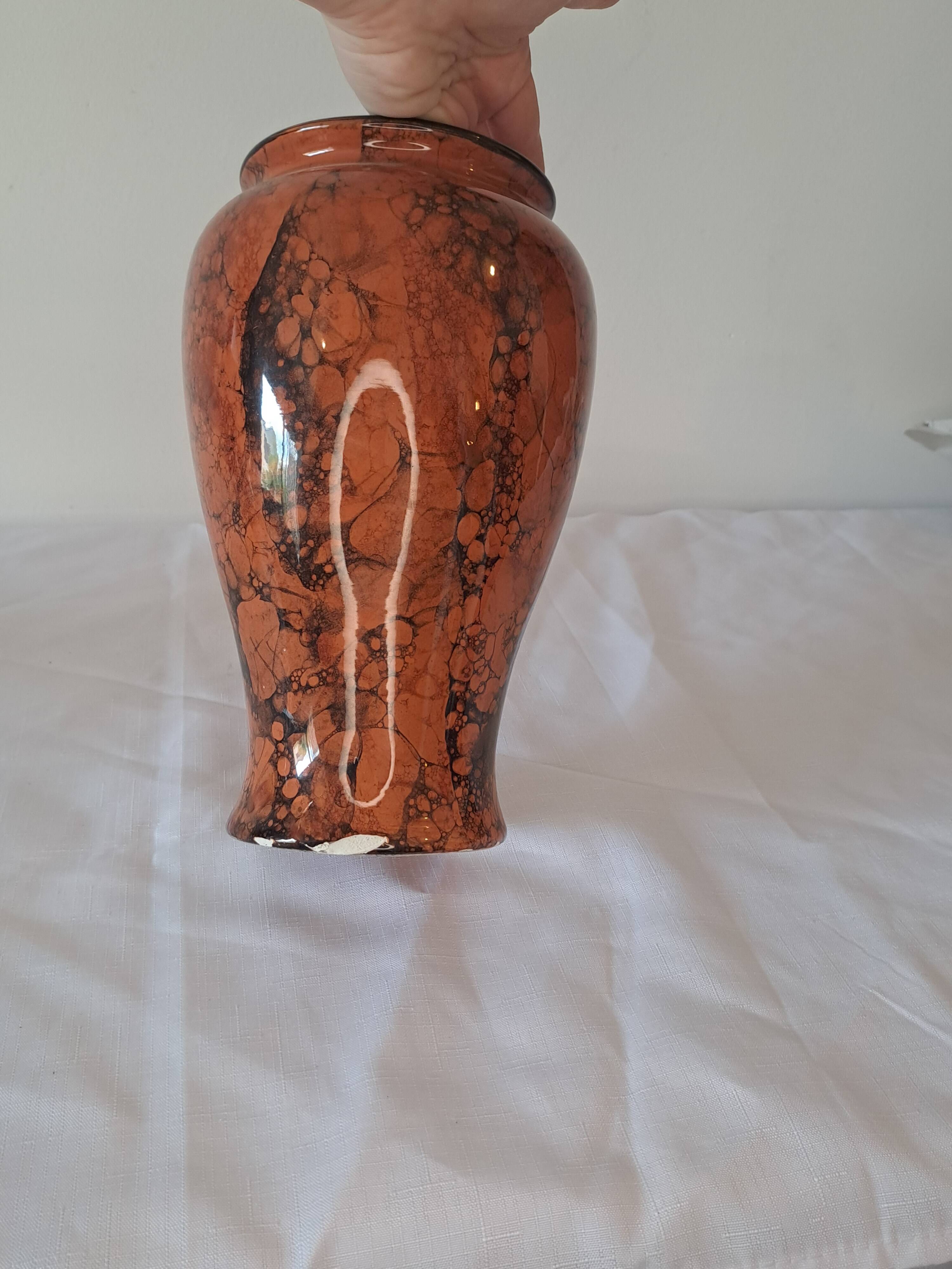 Glazed ceramic vase with marbled effect — vintage retro decor