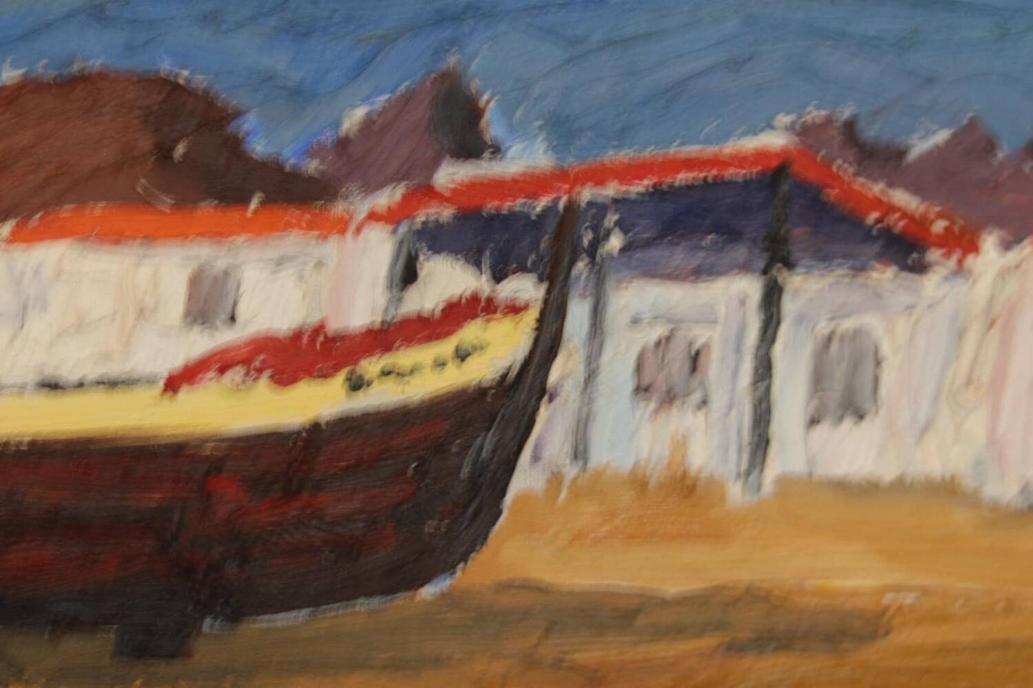 Swedish Oil on Canvas – “Boat” by Thord Leonard – Vintage & Framed
