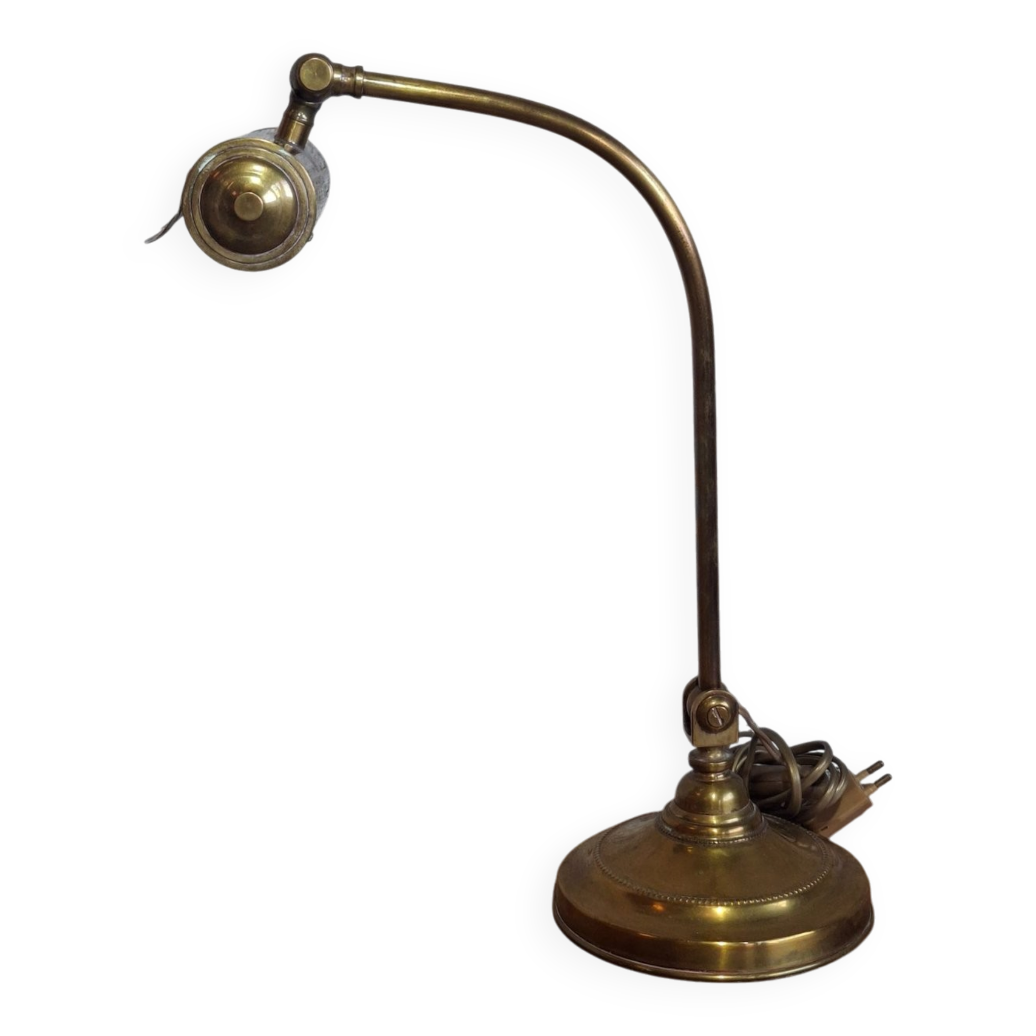 Art Nouveau desk lamp, solid brass with articulated arm – Belle Époque