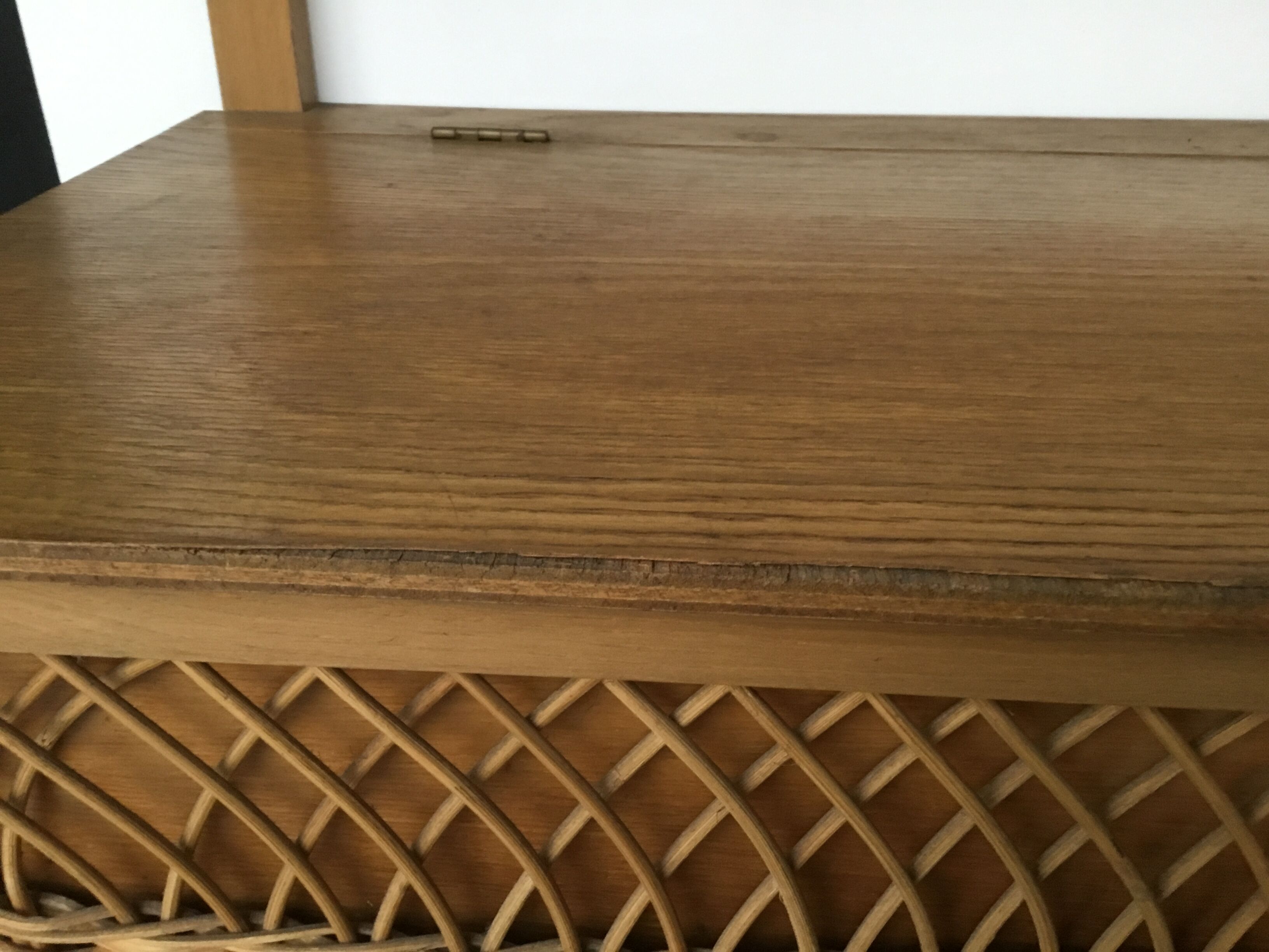 Chest bench wood and rattan - vintage 1960