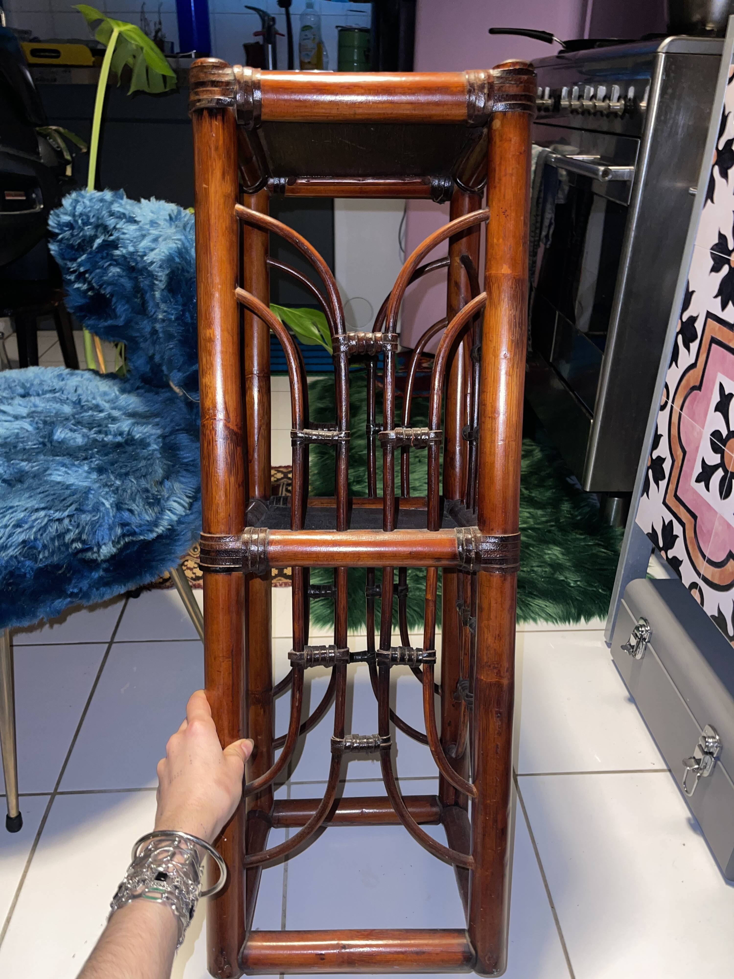 Polynesia handcrafted bamboo shelf/bookcase/side cabinet — vintage TBE