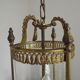 Vintage French Round Gold Metal and Brass 2 Light Lantern Ceiling Light 4724