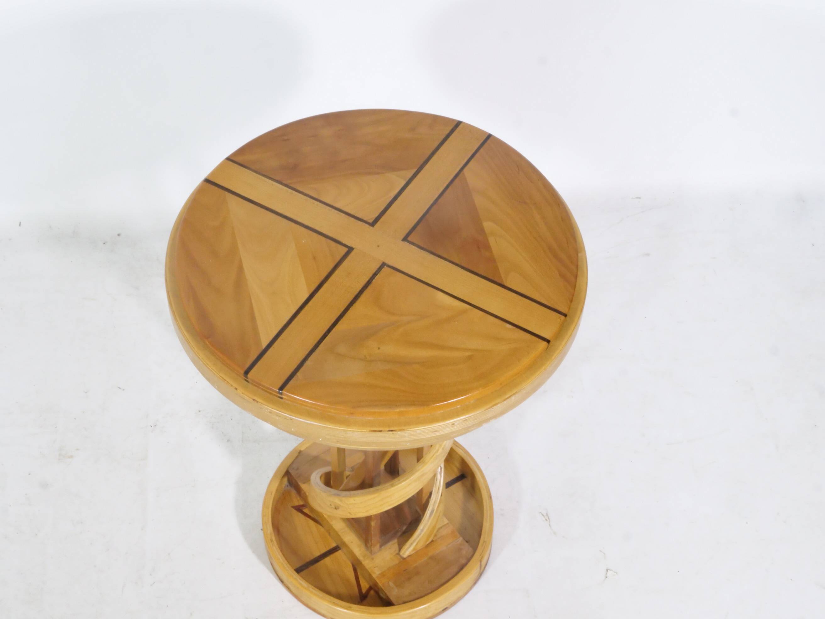 Solid wood side table Design Cherry wood DNA Helix Unique piece, 1980s