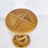 Solid wood side table Design Cherry wood DNA Helix Unique piece, 1980s