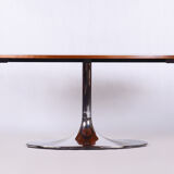 Restored oval table, functionalism, kovona, chrome, walnut, czechia, 1960s