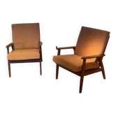 Fauteuil scandinave vintage « Theodor » en bouclette terracotta