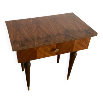 Varnished wood bedside table