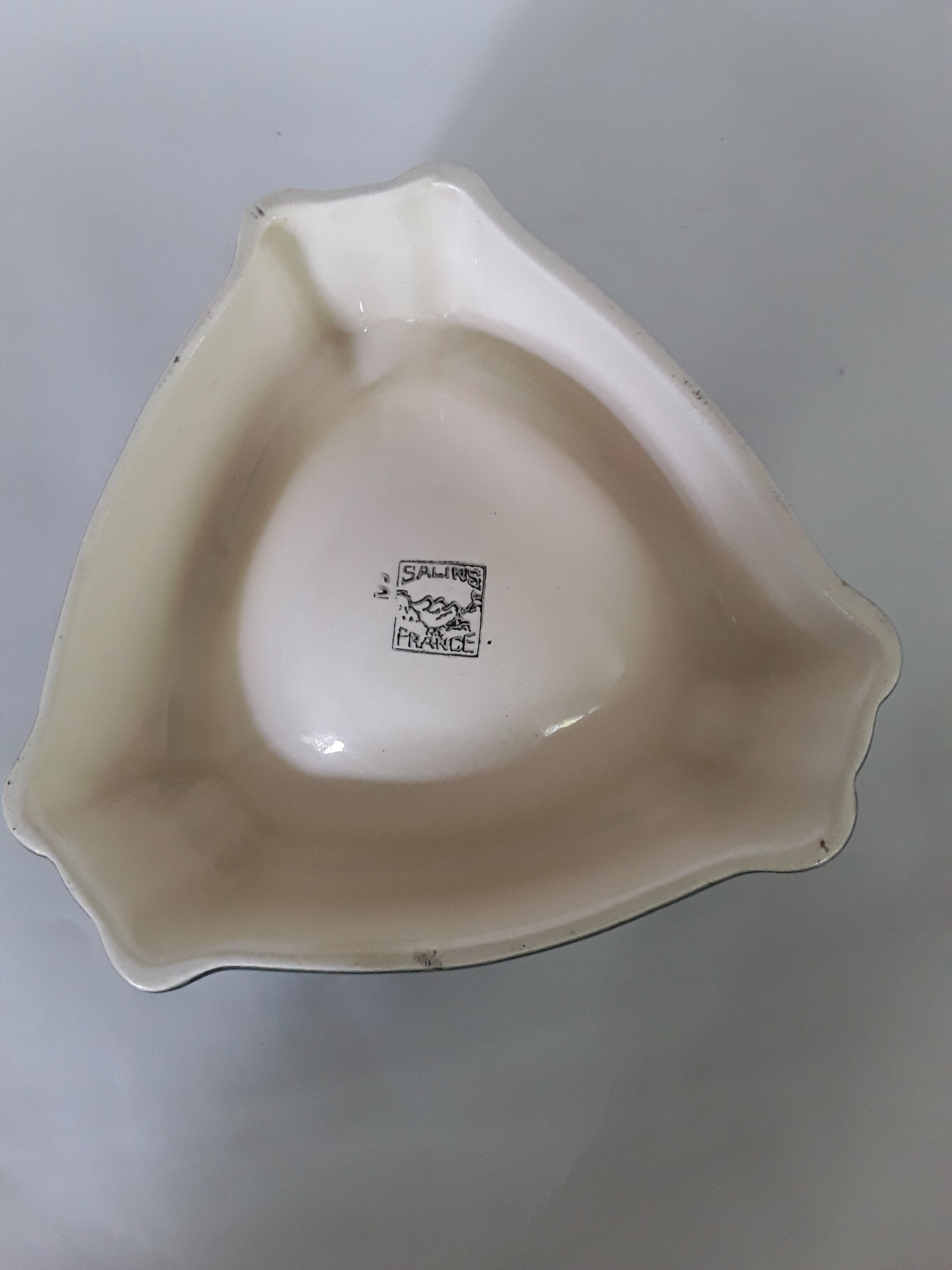 Salins green and gold earthenware ashtray