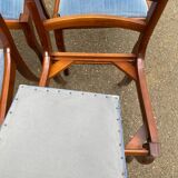 4 solid wood chairs with blue velvet suede in the Louis Philippe style.