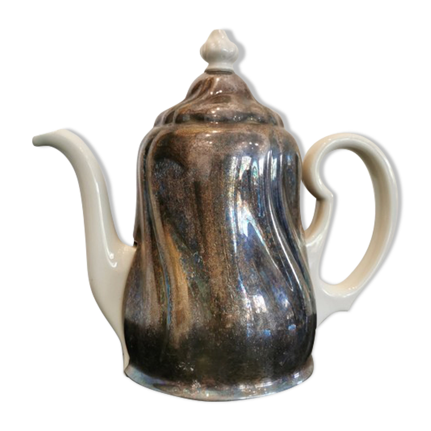 Silver-plated ceramic jug