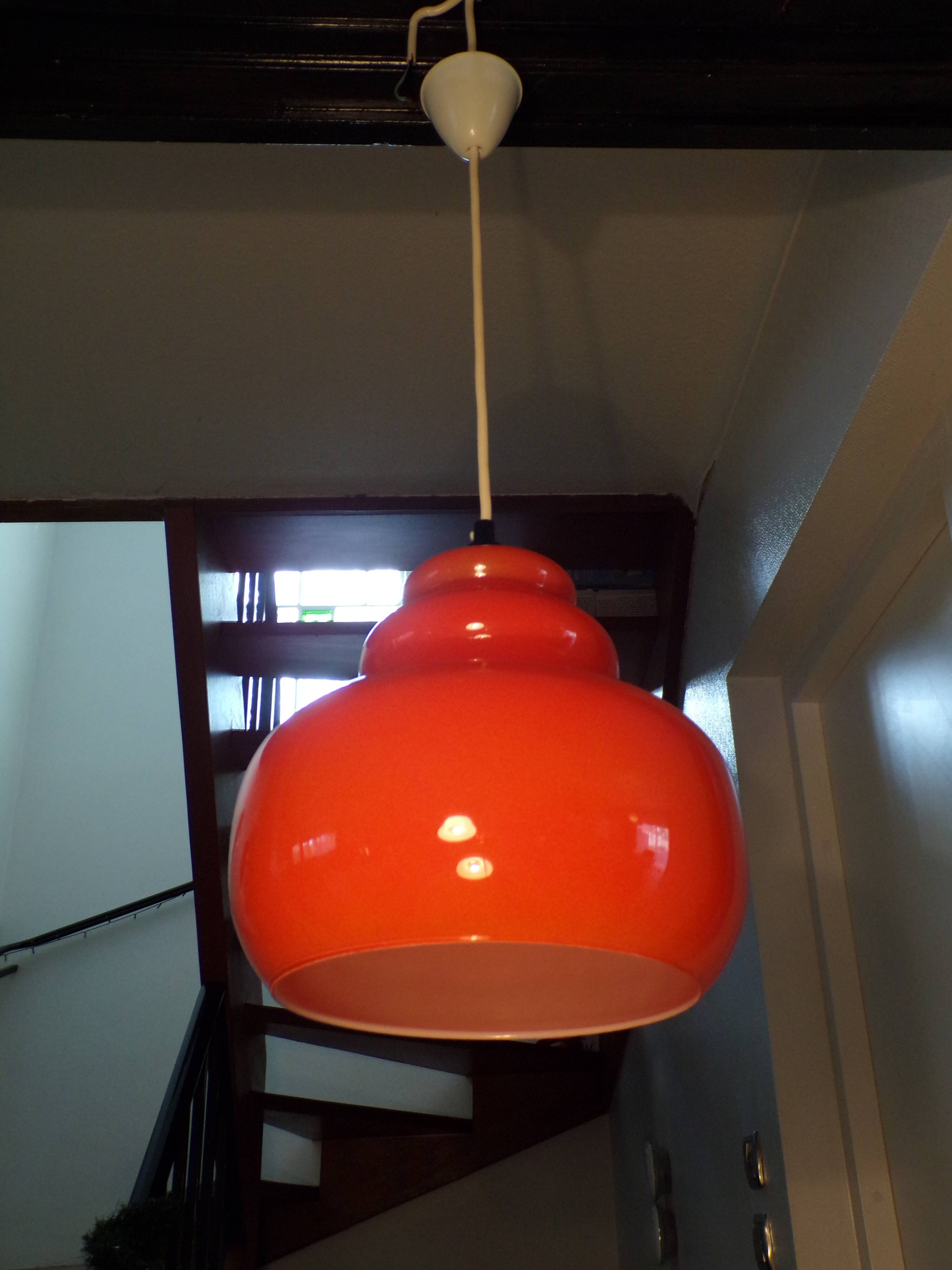 Orange opaline pendant light 1970