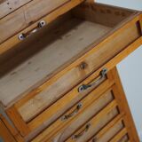 Vintage italian beech haberdashery shop cabinet, 1950s