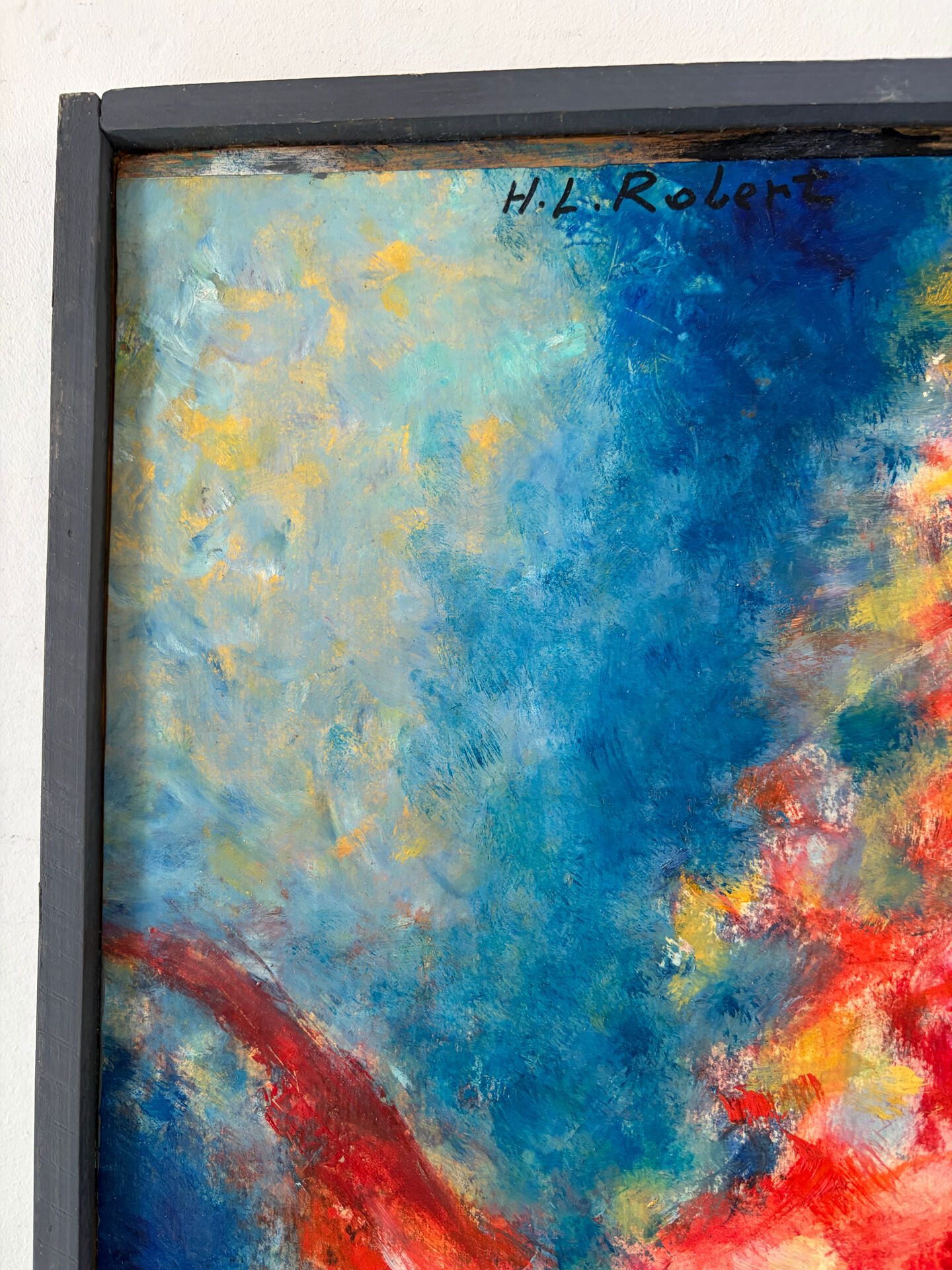Abstract - The Samurai, oil on wood panel signed 1989