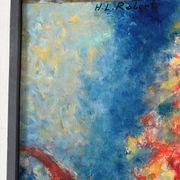 Abstrait - Le Samouraï, huile sur panneau de bois signé 1989