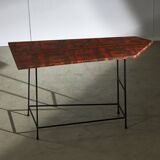 Italian Side Table with Unique Leather Top, 1970s