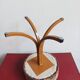 Star base stool with lacquered metal and vintage velvet seat