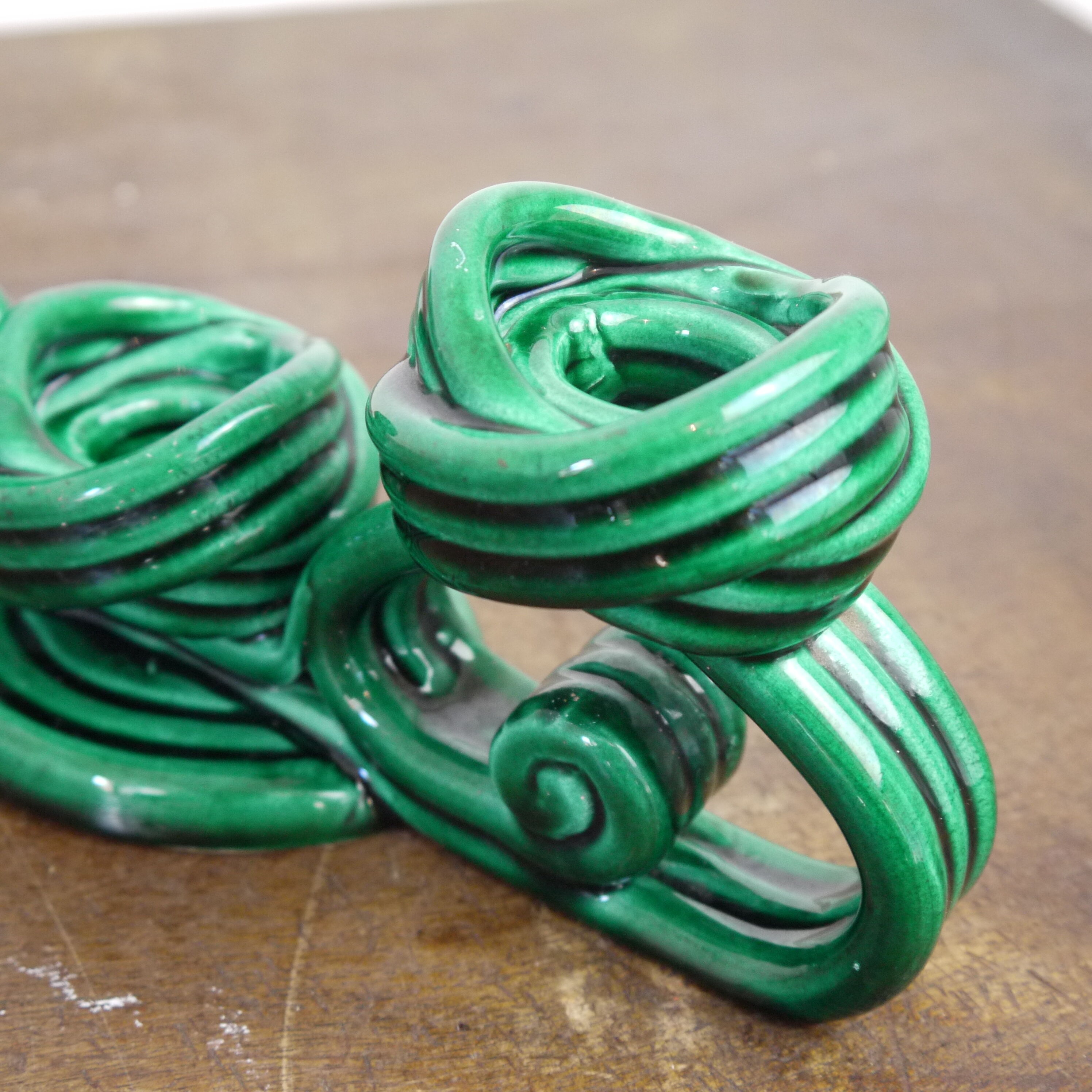 Green ceramic Vallauris Bougeoir