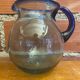 Antique Blown Bubble Glass Pitcher Transparent & Cobalt Blue 2L Vintage
