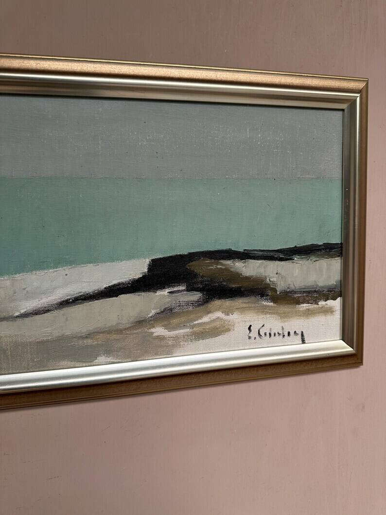 Large Original Swedish Oil on Canvas – 'Coastal Landscape' by Eric Cederberg (1897–1984) – Signed – vintage and framed – 36 × 87 cm (14.2 × 34.3 inches)