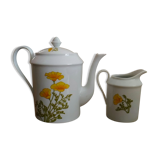 Teapot - milk pitcher, porcelain berry décor genêts, creation galeries lafayette