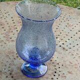 Blue blown glass tealight holder, Biot glassworks, collector's item