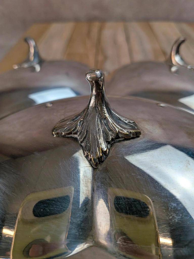 Antique hors d'oeuvre server Roux-Marquiand – Silver-plated – Swan decoration