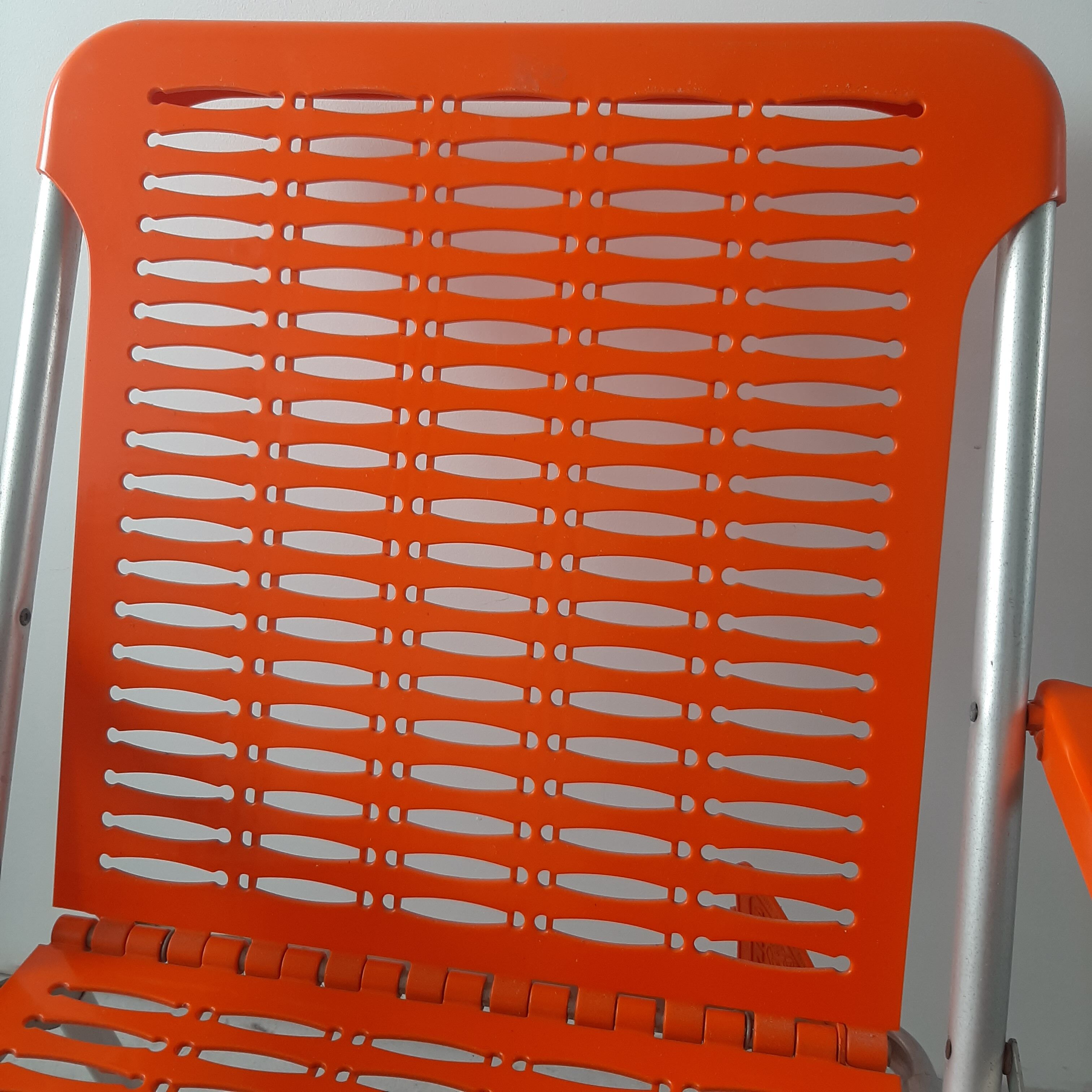 Vintage orange foldable garden armchair Kurz Design (3 armchairs available)