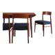 4 vintage Scandinavian chairs in teak and blue fabric - Model 26 by Henning Kjærnulf
