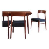 4 vintage Scandinavian chairs in teak and blue fabric - Model 26 by Henning Kjærnulf