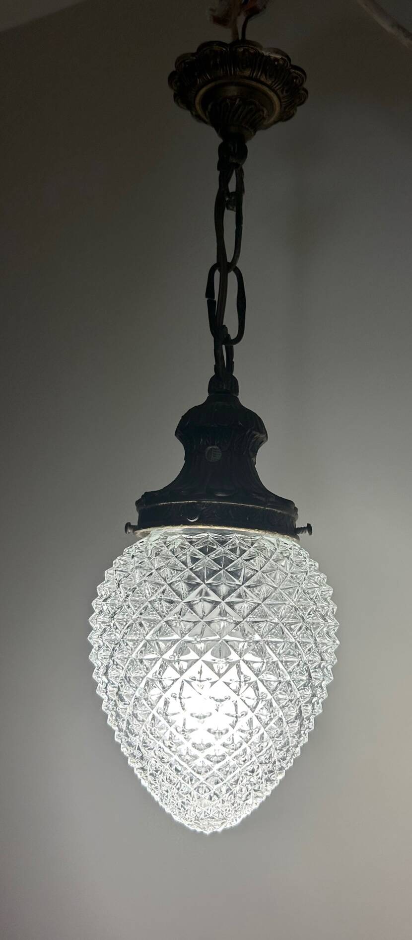 Brass pineapple pendant light